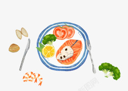 水彩插画西餐用餐餐具插图素材