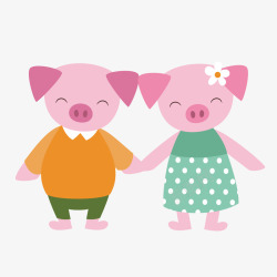 粉色可爱装饰小猪矢量图素材