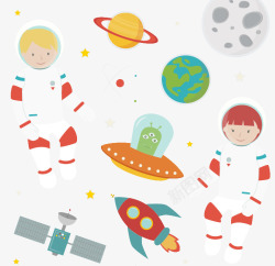 宇航员火箭飞碟海报展板图案素材