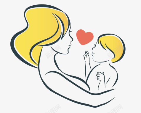 母亲节快乐母婴绘画插画图标图标