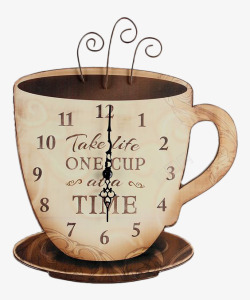 咖啡杯造型钟表素材