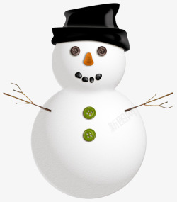 雪堆帽子可爱戴黑帽子的雪人高清图片