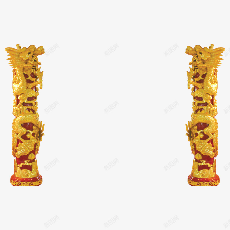 金色的龙柱png免抠素材_88icon https://88icon.com 新年柱子装饰素材 过年装饰元素 金龙图案 金龙素材 龙柱素材