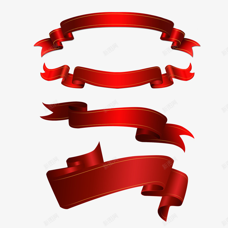 红色彩带psd免抠素材_88icon https://88icon.com 淇冮攢妯 绾壊 褰甫