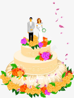 站在蛋糕上的一对情侣矢量图素材
