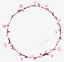 粉红樱花装饰花环矢量图素材