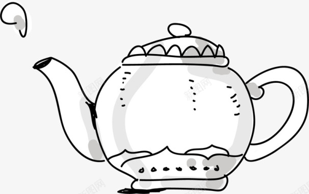 春茶白色线条手绘茶吧图标图标