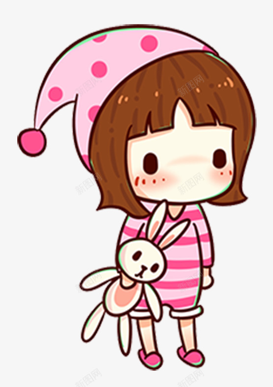 穿粉色睡衣的卡通儿童png免抠素材_88icon https://88icon.com 儿童 卡通 可爱 女孩 睡帽 粉色睡衣 衣服