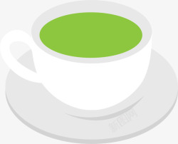 绿色立体绿茶茶杯素材