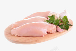 案板上的美食简洁美食几块鸡胸肉放在案板上免高清图片