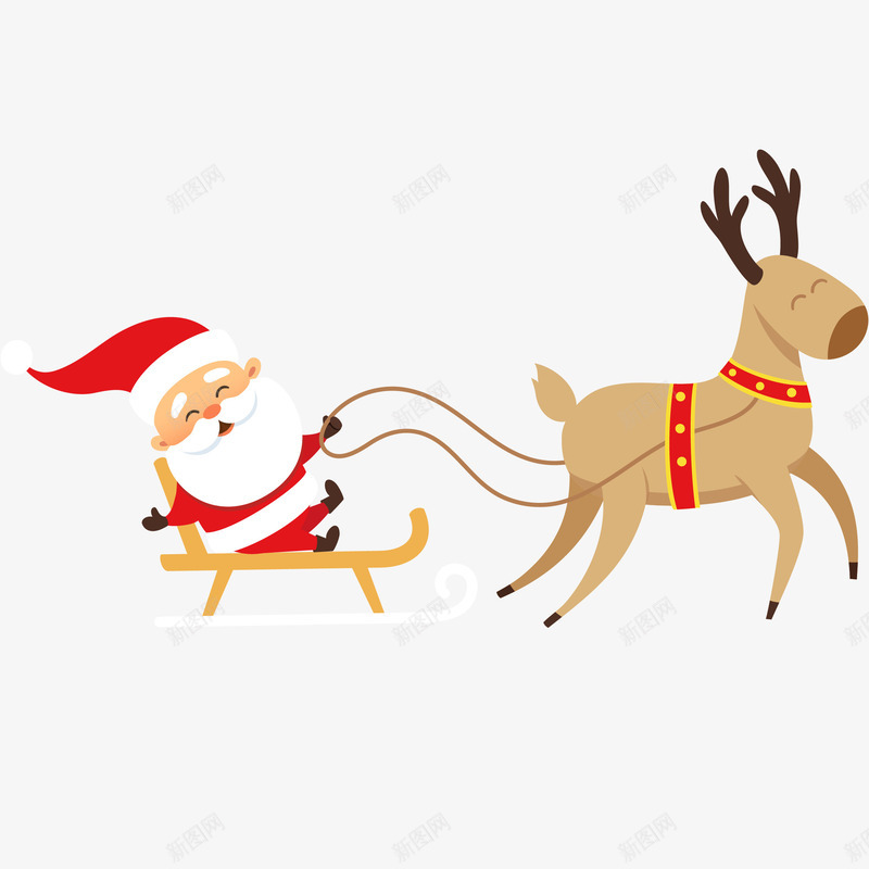 圣诞老人和驯鹿矢量图ai免抠素材_88icon https://88icon.com 冬天 圣诞老人和驯鹿免抠PNG 圣诞节 圣诞节老公公 矢量图 装饰 驯鹿 鹿