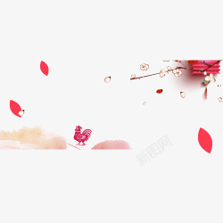 粉红色灯笼落花装饰背景素材