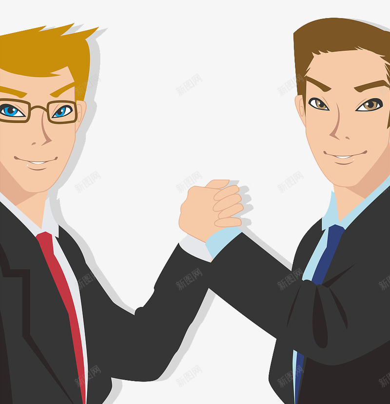 商务男士两人握手合作png免抠素材_88icon https://88icon.com 两人握手 卡通人物 合作 商务 手绘商务人物 男士