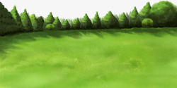 绿草坪背景手绘插画草坪与树丛高清图片