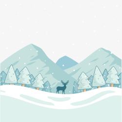 麋鹿免扣图圣诞节风景插画矢量图高清图片