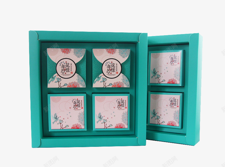清新蓝色月饼礼盒png免抠素材_88icon https://88icon.com 中秋月饼盒 手工盒子 手工礼盒 蓝色月饼盒