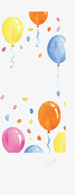 彩色节日水彩气球矢量图素材