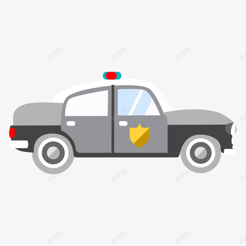 卡通灰色交警车png免抠素材_88icon https://88icon.com 交警车 报警 报警器 标志 汽车 灰色 犯罪者 警察 警徽