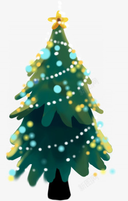 扁平手绘风格创意合成圣诞树素材