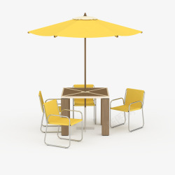 黄色咖啡桌椅素材