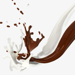 牛奶和巧克力牛奶巧克力洒落的液体高清图片