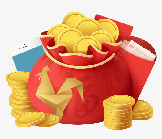 卡通红色钱袋红包金币png免抠素材_88icon https://88icon.com 卡通 红包 红色 金币 金袋子 钱袋