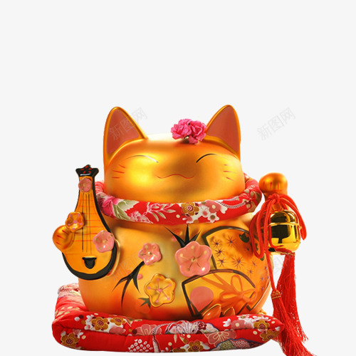 弹琴名族风金色招财猫png免抠素材_88icon https://88icon.com 富贵 弹琴名族风 财富 财源广进 金色 金色招财猫