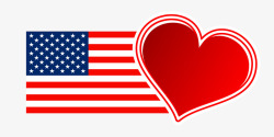 爱心和美国国旗矢量图素材