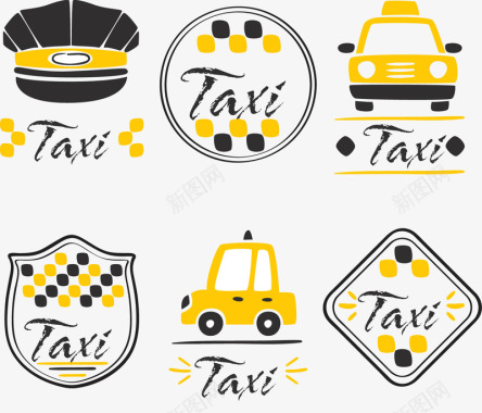 手绘出租车手绘TAXI图标图标