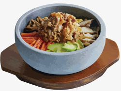 韩式拌饭五花肉石锅石锅拌饭高清图片