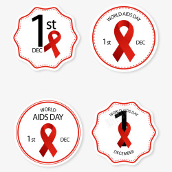 世界艾滋病日徽章和红丝带素材