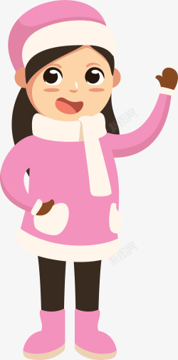 可爱穿粉色棉袄小女孩素材