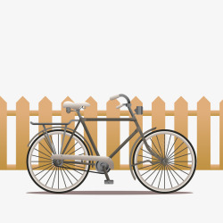 篱笆墙边单车矢量图素材