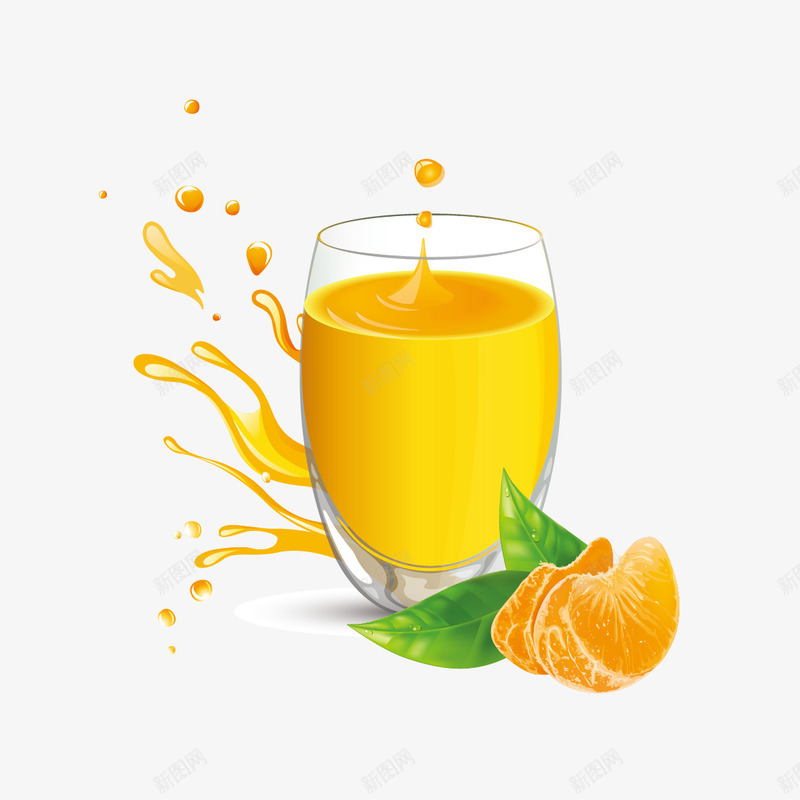 橘子汁矢量图ai免抠素材_88icon https://88icon.com 橘子 橘子汁 矢量图 飞溅的橘子汁 黄色果汁