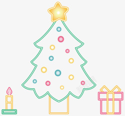 效果圣诞树发光霓虹线条圣诞树矢量图高清图片