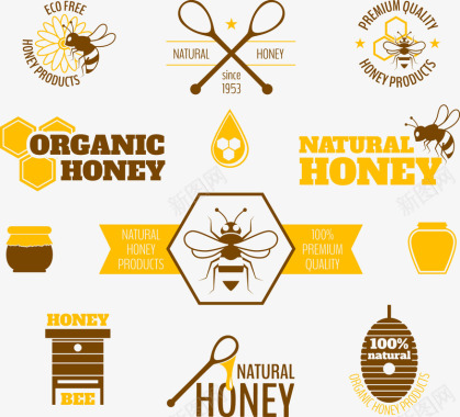 蜂蜜手绘蜂蜜图标矢量图图标
