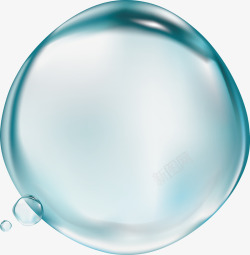 精致的蓝色透明水泡泡矢量图素材
