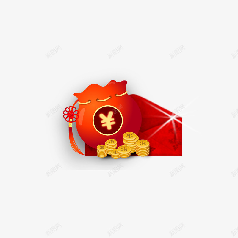 福袋png免抠素材_88icon https://88icon.com 新年 狂欢节 福袋 红色福袋 购物 金币 金钱袋 钱包