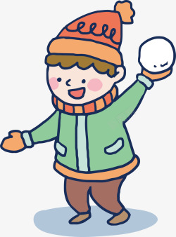 在开心的打雪仗用力投掷雪球的男孩高清图片