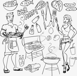 插画女人手绘餐饮广告矢量图高清图片