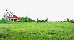 乡村风景素材山丘草地别墅背景高清图片