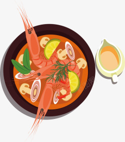 新鲜蔬菜大虾焖菜矢量图素材