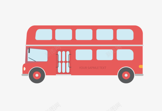 红色礼盒卡通红色公共汽车图标图标