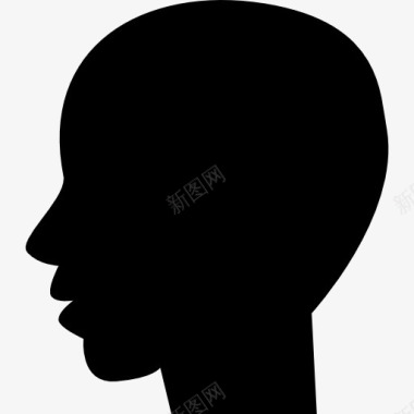 人黑秃头形状从侧面图标图标