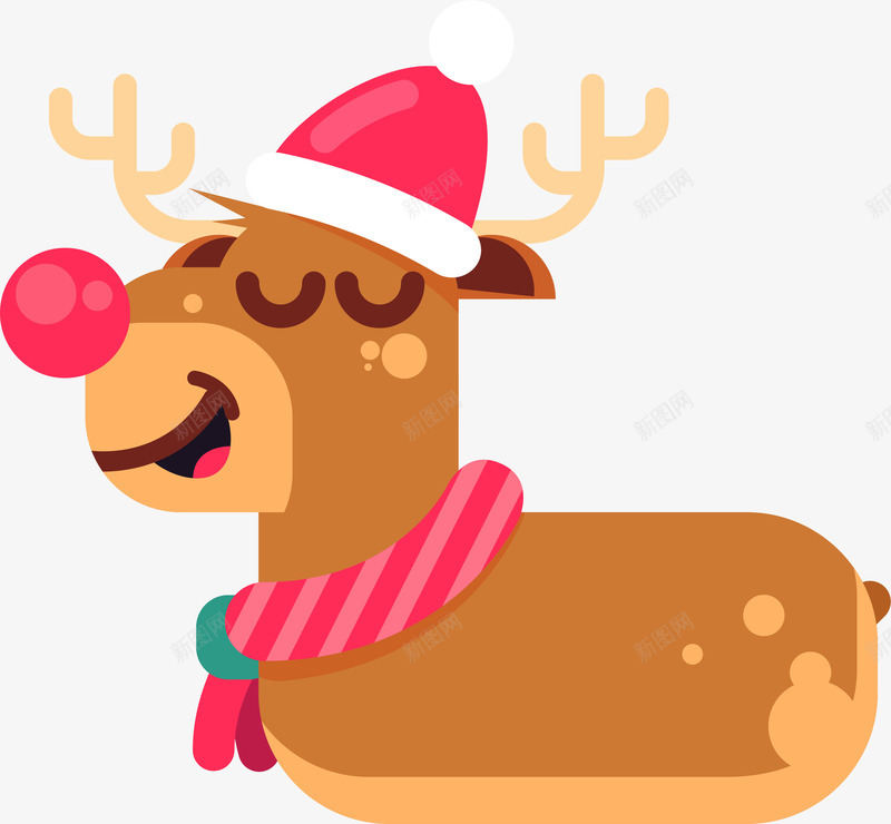 创意卡通圣诞夜驯鹿矢量图ai免抠素材_88icon https://88icon.com 创意 卡通 卡通圣诞 围巾 圣诞 圣诞节 开心 鹿角 麋鹿 矢量图