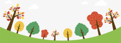 秋季草地彩色大树矢量图素材