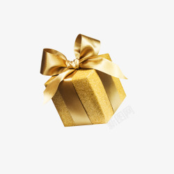 黄色蝴蝶结新年金色礼盒装饰高清图片