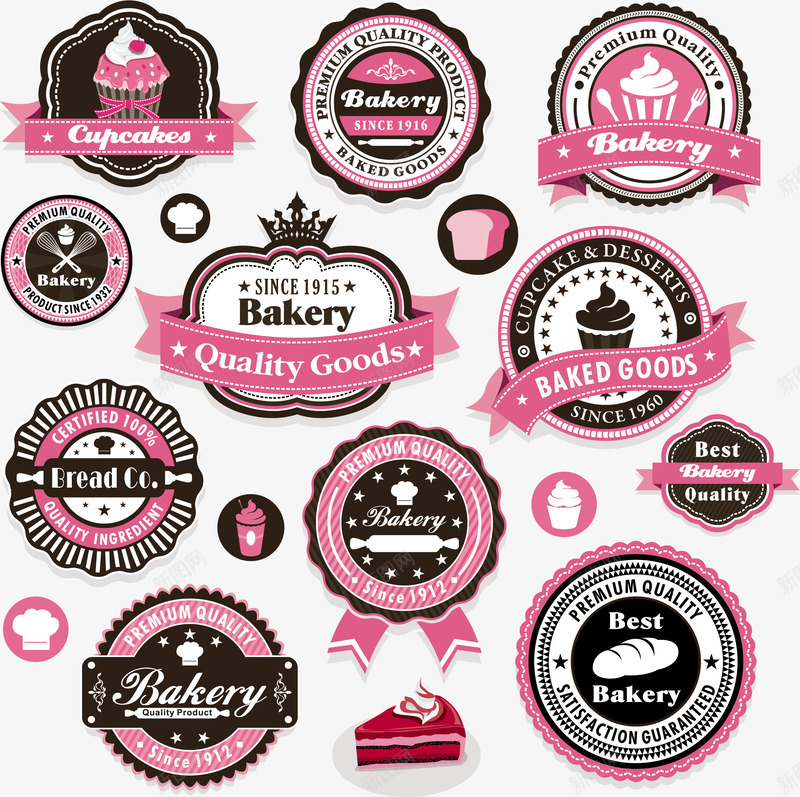 粉色食物标签矢量图eps免抠素材_88icon https://88icon.com EPS格式 标签 粉色 蛋糕 西式 面包 食物 食物矢量 矢量图