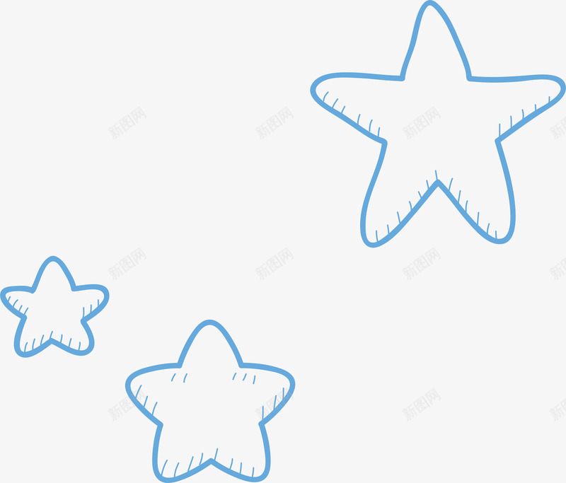 蓝色星星矢量图ai免抠素材_88icon https://88icon.com VI 卡通 手绘 星星 涂鸦 立体 线条 蓝色 矢量图
