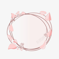 淡粉花朵粉色的落花边框插画高清图片